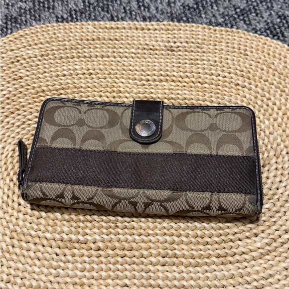 Coach Handbags - Coach Brown Signature C Zip Around Wallet